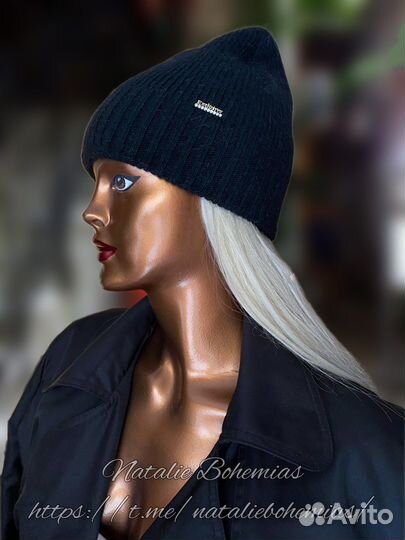 Шапка ангора шерсть меринос теплая черная