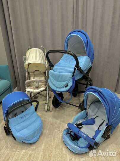 Коляска tuttis 3 в 1 и трость Happy baby