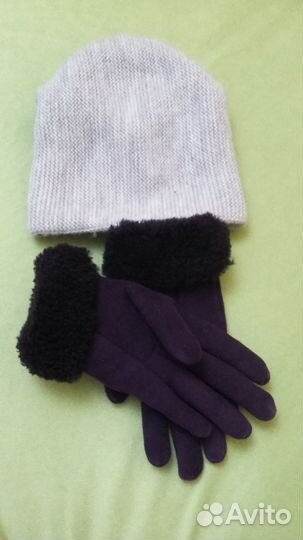 Перчатки зимние женские и шапка