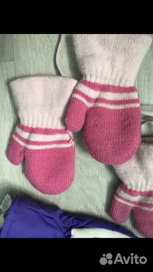 2 пары варежек и шапка 2-4 года
