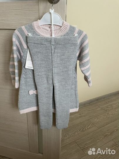 Триконажный вязаный костюм на девочку 68,74