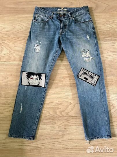 Джинсы женские с вышивкой аниме