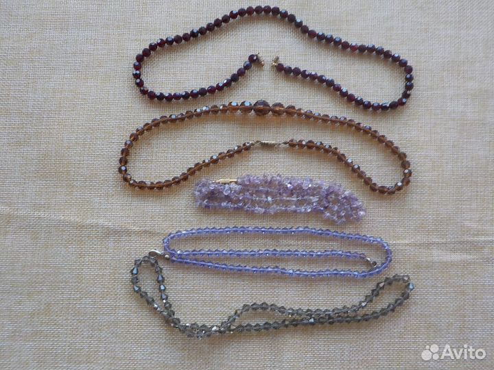 Бусы времен СССР чешское стекло, минералы