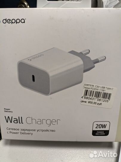 Сзу 1USB+USB Type-C Deppa PD 3.0 QC3,0 18Вт
