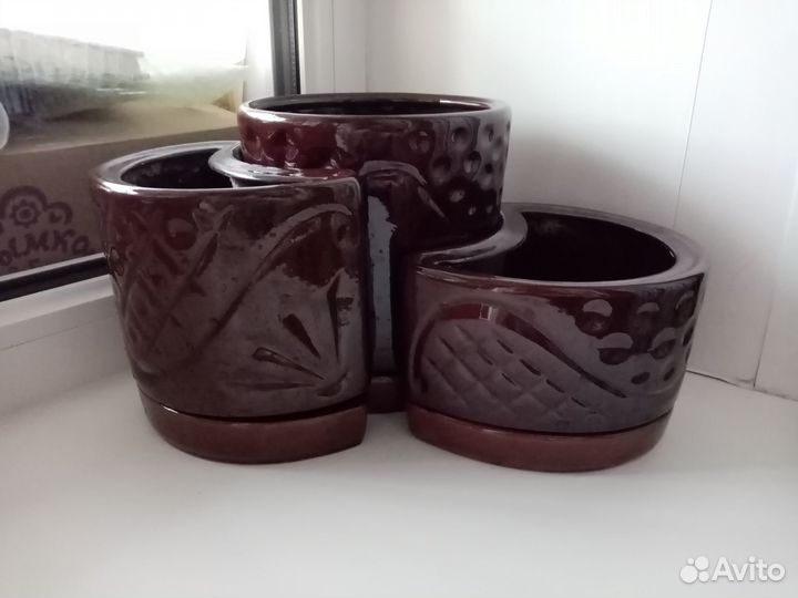 Набор керамических горшков для цветов