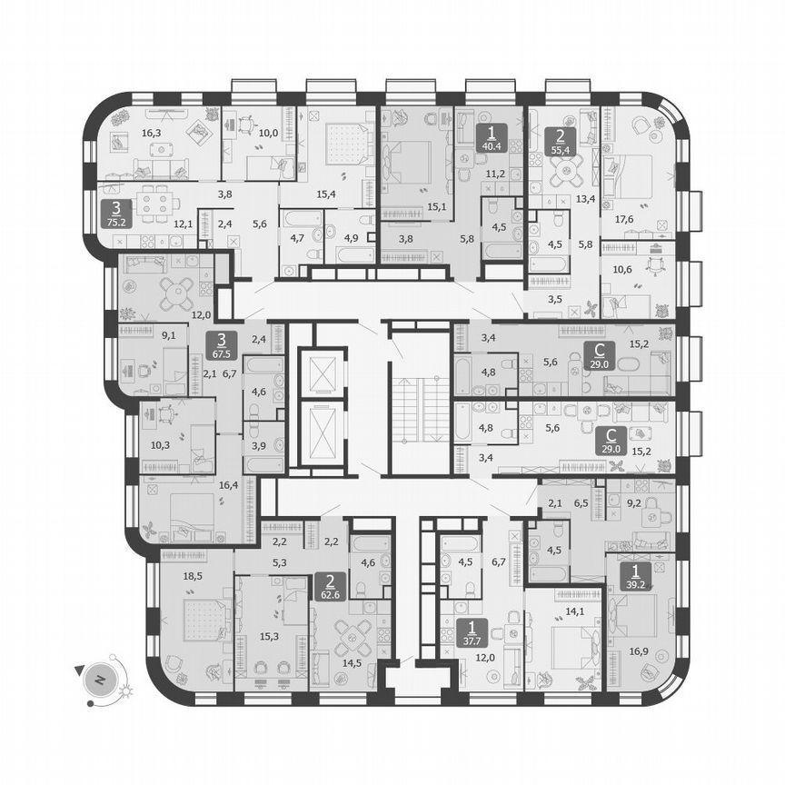 Квартира-студия, 28,2 м², 12/15 эт.