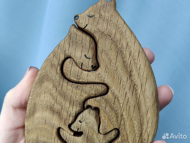 Пазл из массива дерева Семья медведей