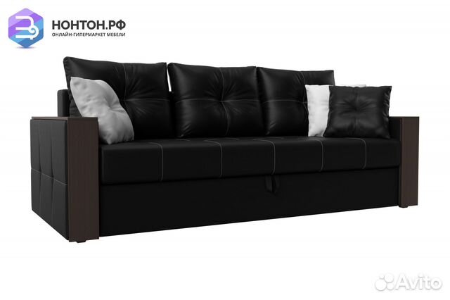 Диван еврокнижка Валенсия экокожа черная