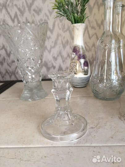Вазы/ салатники, конфетницы, рюмки, подсвечник, др