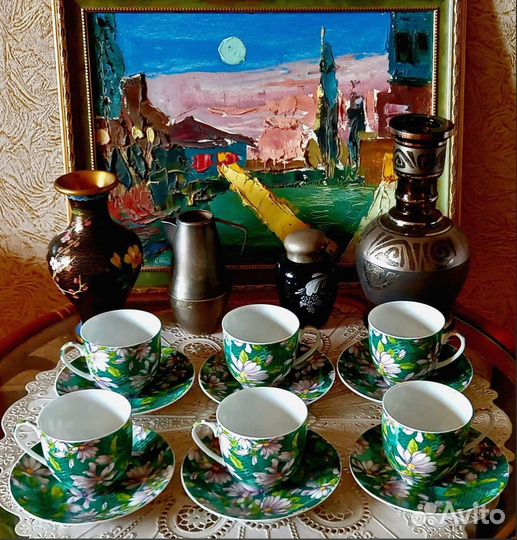 Костяной фарфоровый кофейно-чайный набор