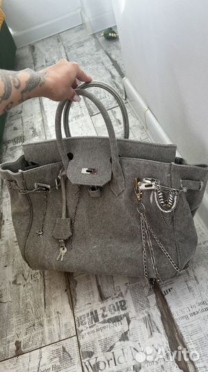 Сумка джинсовая в стиле Hermes birkin