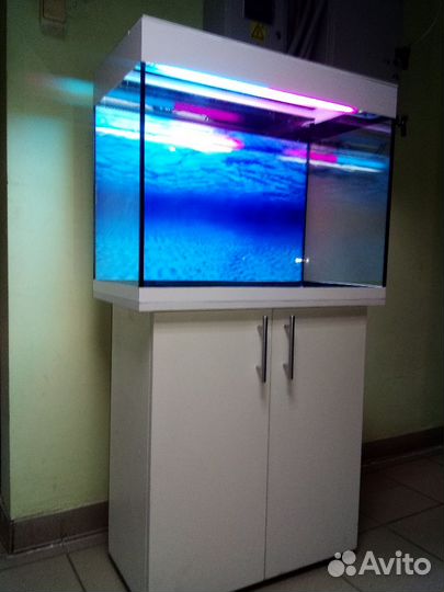 Аквариум130, белый, свет,биофильтр, фон, подставка