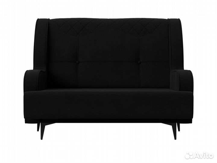 Диван прямой Неаполь 2-х местный, микровельвет, черный