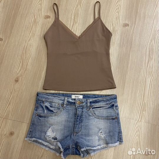 Шорты джинсовые и топ Zara