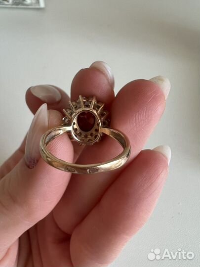 Набор золото серьги кулон кольцо с гранатом