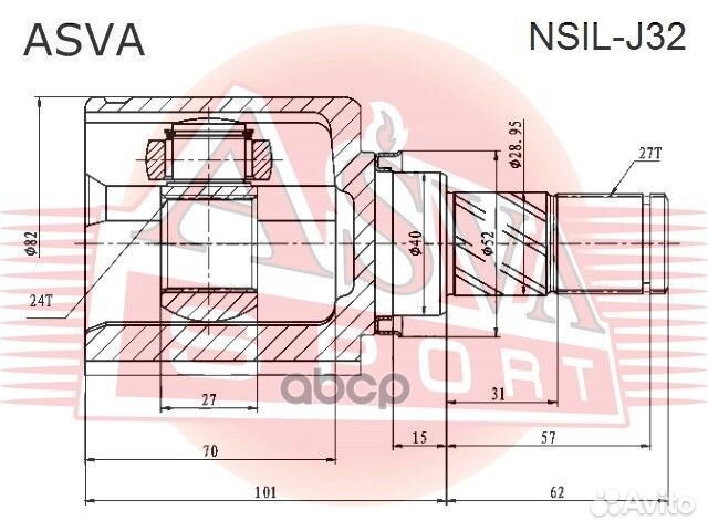 ШРУС внутренний левый 24X40X27 nsil-J32 asva