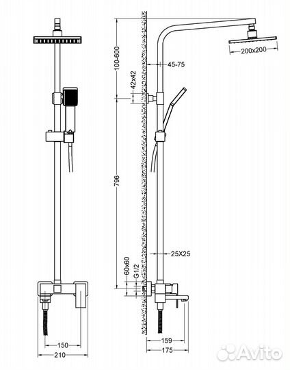 Душевая стойка Timo Selene SX-2013/03 черный