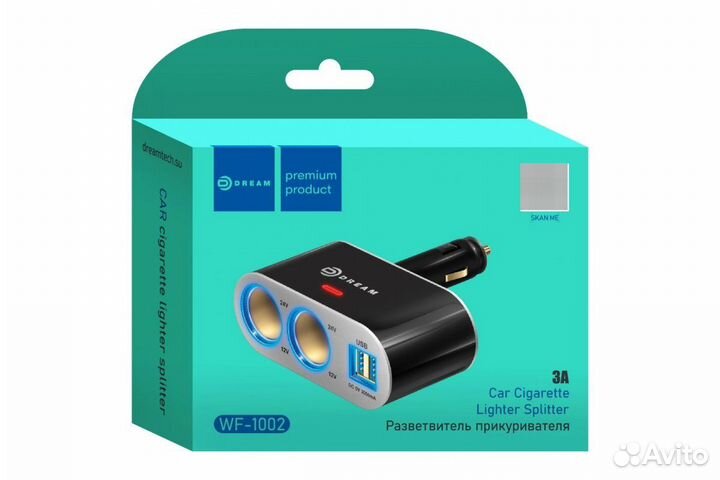 Зарядное устройство WF-1002 2x USB 3A + разветвит