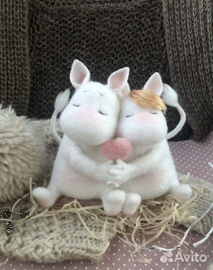 Игрушка из шерсти Влюбленные Муми тролли