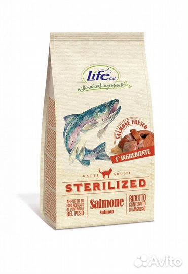 16140 Корм Lifecat Adult Sterilized Salmon 1,5кг д