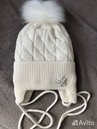 Зимняя шапка на девочку 48 52 новая с биркой