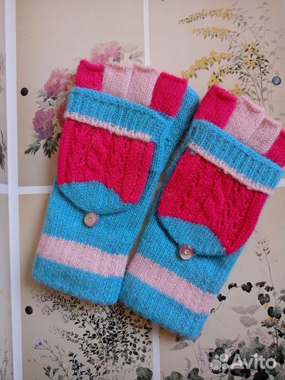 Митенки детские полосатые вязаные