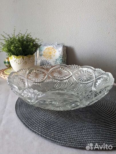 Хрустальная ваза для фруктов ссср, диам.30см