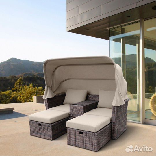 Диван-трансформер / шезлонг из ротанга