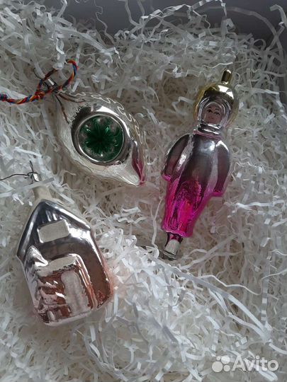 3 шт, ёлочные игрушки СССР