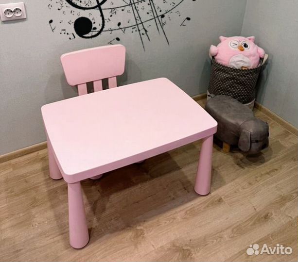 Детский стол и стул IKEA маммут розовый