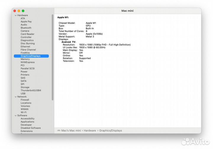 Apple Mac mini (2020, M1) 8gb RAM, 512gb SSD