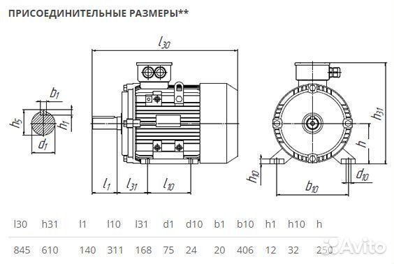 Электродвигатель аир 250S6 (45кВт-1000об) новый