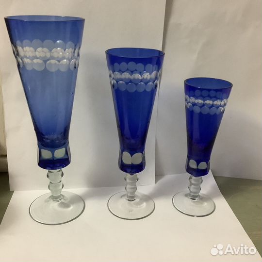 Бокалы, графин, цветной хрусталь, стекло, СССР