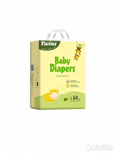 Детские подгузники, трусики Twins S, M, L, XL