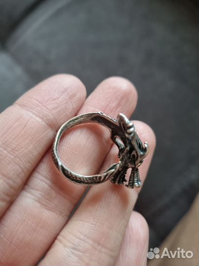 Серебряное кольцо Дракон