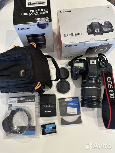 Фотоаппарат canon 80d + обьектив efs 17-55mm