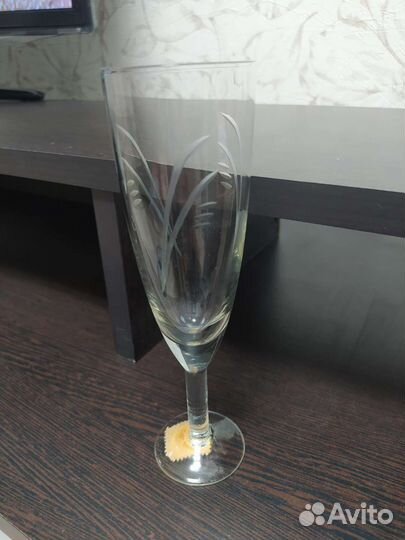 Фужер бокал СССР стекло с гравировкой, 1 штука