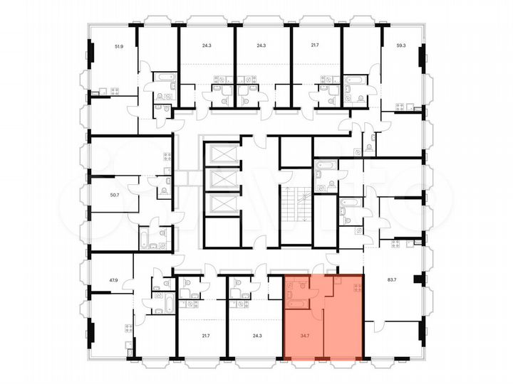 Квартира-студия, 34,7 м², 13/20 эт.