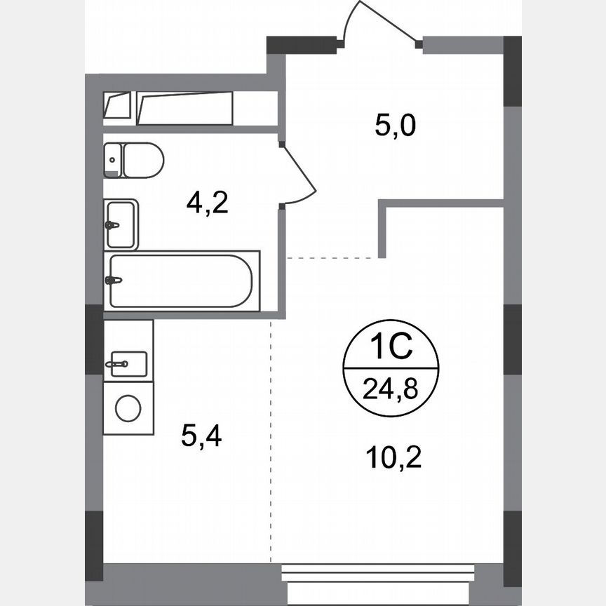 Квартира-студия, 24,8 м², 5/17 эт.