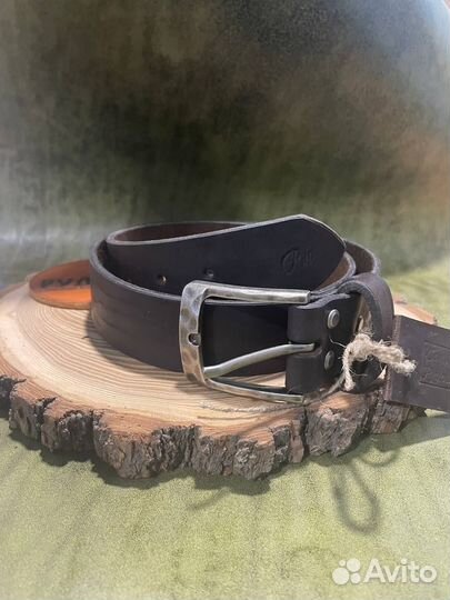 Кожаный ремень ручной работы, темно коричневый