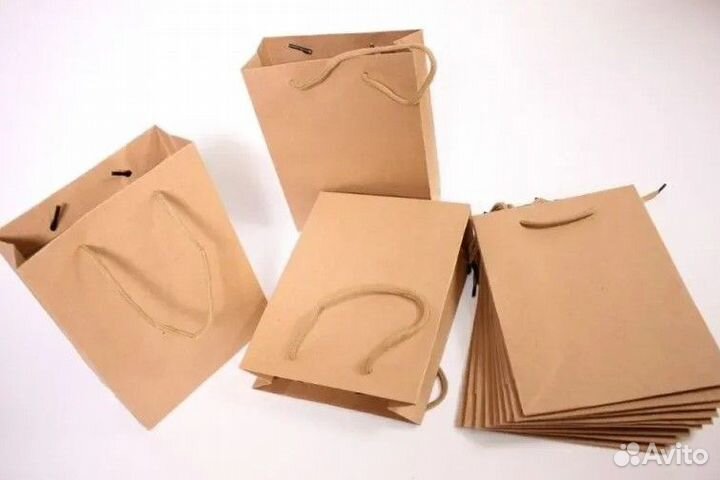 Крафт с верёвочными ручками Пакеты