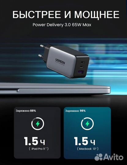 Блок питания ugreen 65W