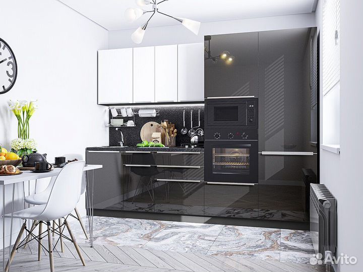 Кухня Фьюжн-07 Silky White-Anthracite. Москва и мо