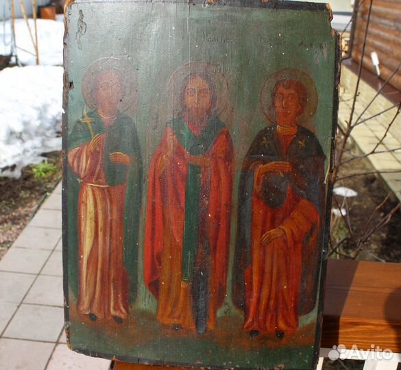 Очень старая икона избранные святые 38*25см