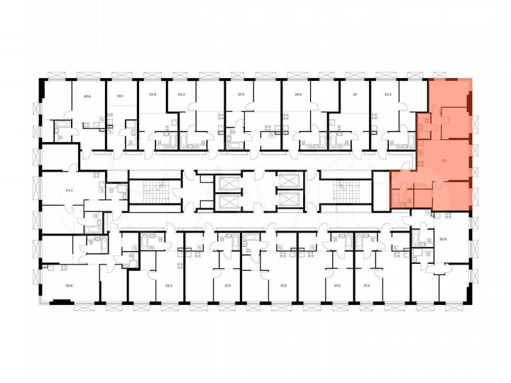 3-к. квартира, 71,1 м², 27/30 эт.