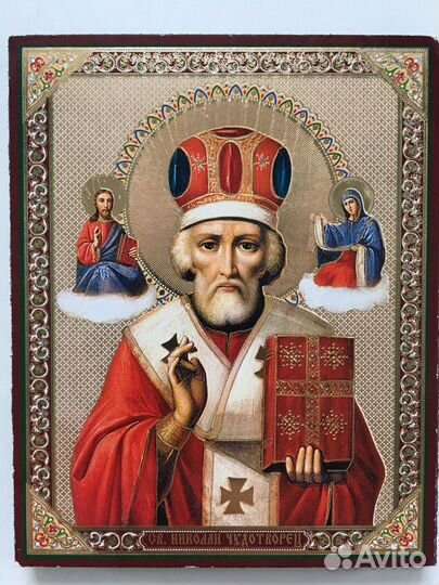 Икона Святая Троица, Николай Чудотворец