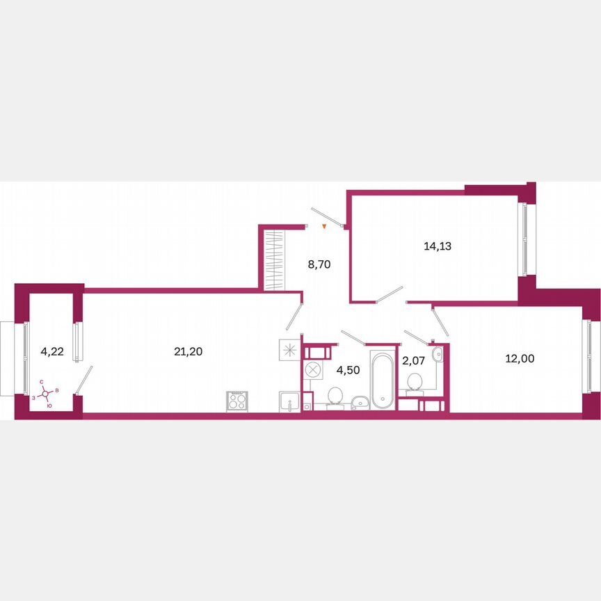 2-к. квартира, 64,7 м², 6/10 эт.