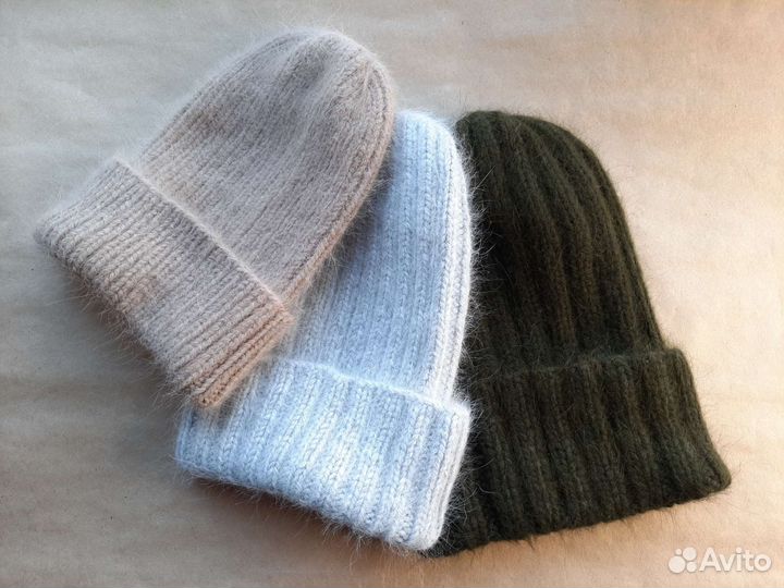 Вязаная шапка из пуха норки (ангора) ручная работа