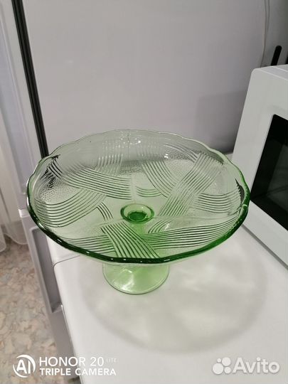 Ваза для фруктов цветное стекло СССР