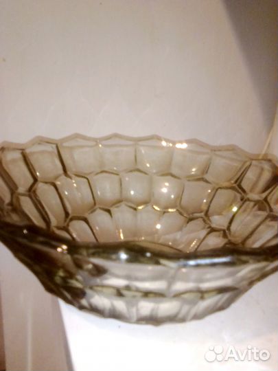 Салатник цветное стекло, фруктовница мельхиор